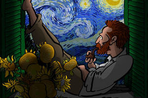 Vincent Van Gogh Cartoon Window Wallpaper