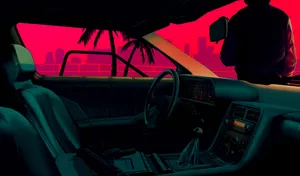 Vintage Car Interior Digital Illustration Wallpaper