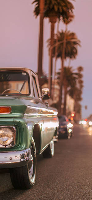 Vintage Car On Santa Monica Boulevard Wallpaper