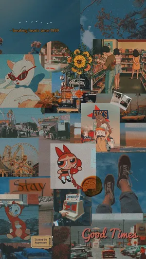 Vintage Cartoon Collage Aesthetic Wallpaper