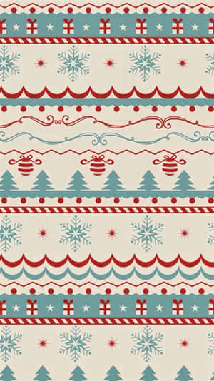 Vintage Christmas Patterni Phone Wallpaper Wallpaper