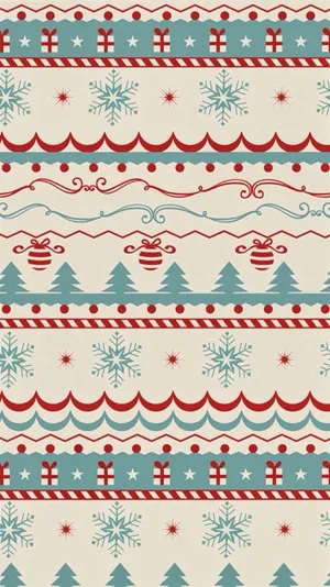 Vintage Christmas Patterni Phone Wallpaper Wallpaper