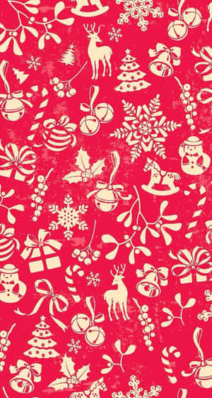 Vintage Christmas Patterni Phone Wallpaper Wallpaper