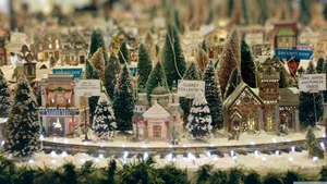 Vintage Christmas Rail Road Wallpaper