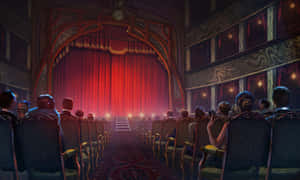 Vintage Cinema Interior Audience Waiting Wallpaper