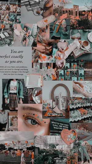 Vintage Collage Olive Green Filter Wallpaper