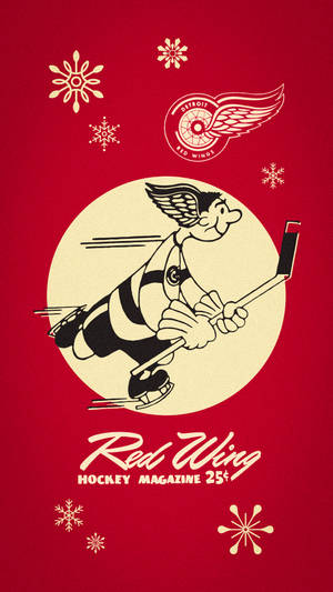 Vintage Detroit Red Wings Hockey Art Wallpaper