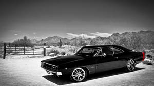 Vintage Elegance - Monochrome 1960 Dodge Charger Wallpaper