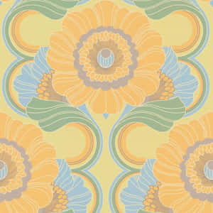 Vintage Floral Pattern70s Style Wallpaper