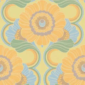 Vintage Floral Pattern70s Style Wallpaper