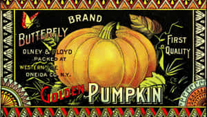 Vintage Golden Pumpkin Label Wallpaper