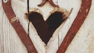 Vintage Heart Carved Out Of Wood Wallpaper