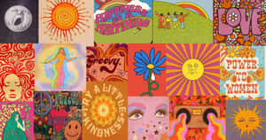 Vintage Hippie Collage Wallpaper