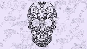 Vintage-inspired Sugar Skull Artwork Wallpaper
