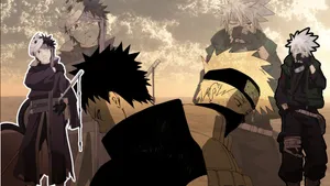 Vintage Kakashi And Obito Fan Art Wallpaper