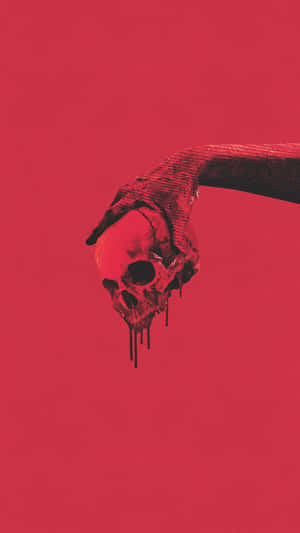 Vintage Maroon Aesthetic Bloody Skull Wallpaper