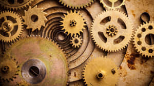 Vintage Mechanical Gears Background Wallpaper