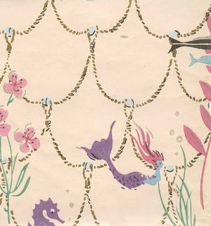 Vintage Mermaid Pink Poster Art Wallpaper