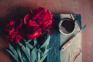 Vintage Minimalist Red Roses Wallpaper