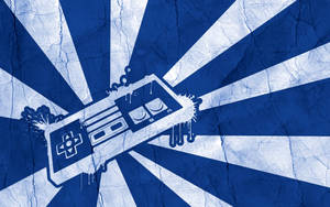 Vintage Nes Controller On Blue Patterned Background Wallpaper