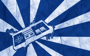 Vintage Nes Controller On Blue Patterned Background Wallpaper