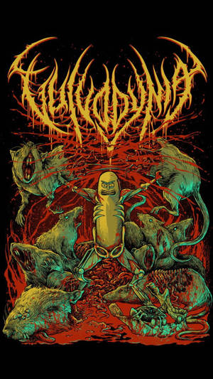 Vintage Pickle Rick With Rats Wallpaper