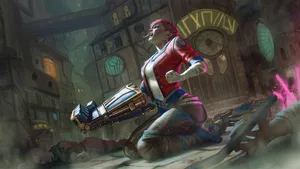 Violet Arcane Posing After A Fight Wallpaper