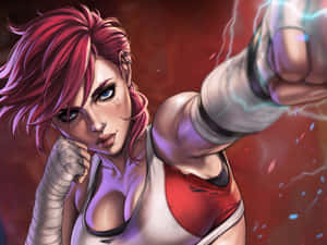 Violet Arcane Punching With Lightning Fanart Wallpaper