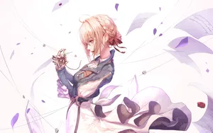 Violet Evergarden Flying Papers And Petals Wallpaper