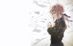 Violet Evergarden Holding Green Gem Wallpaper