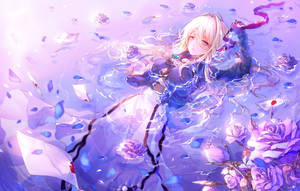 Violet Evergarden In Purple Water Wallpaper