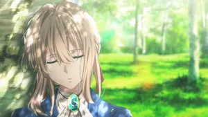 Violet Evergarden Leaning On Tree Wallpaper