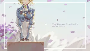 Violet Evergarden Suitcase And Purple Petals Wallpaper