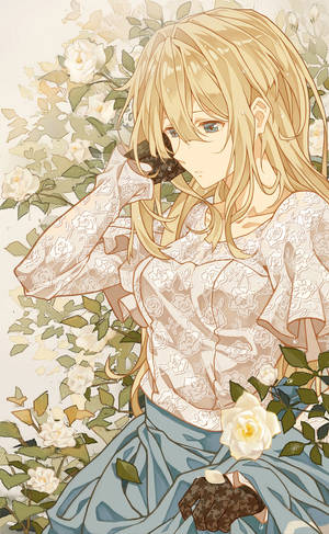 Violet Evergarden White Roses Wallpaper