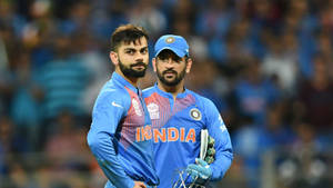 Virat_ Kohli_and_ M S_ Dhoni_ Indian_ Cricket_ Team Wallpaper