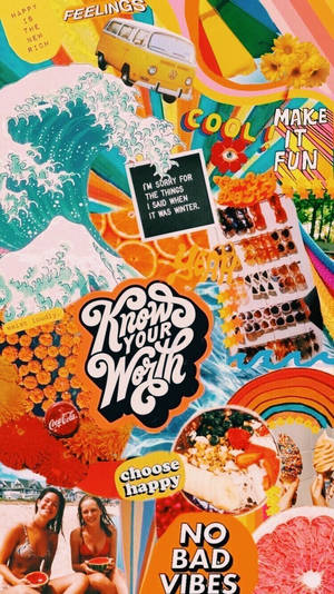 Vsco Orange Tropical Collage Wallpaper