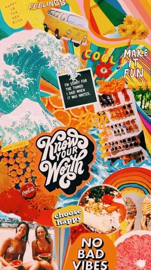 Vsco Orange Tropical Collage Wallpaper