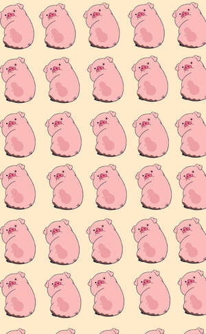 Waddles The Pig Pattern Art Wallpaper