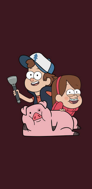 Waddles With Mabel And Dipper Wallpaper