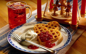 Waffle With Frozen Compote Wallpaper