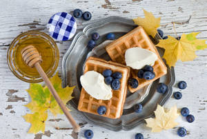 Waffles Blueberries Aesthetic Wallpaper