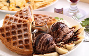 Waffles Chocolate Ice Cream Wallpaper