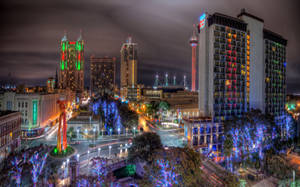 Wallpaper San Antonio, Texas, Night, Colorful, Trees, City Beautification Wallpaper
