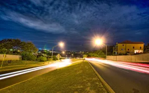Wallpaper San Antonio, Texas, Road, Lights, Grass, Movement Wallpaper