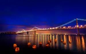 Wallpaper San Francisco, Lights, Bridge, Night, City Lights Wallpaper