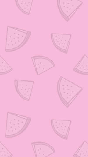 Watermelon Slices On A Pink Background Wallpaper
