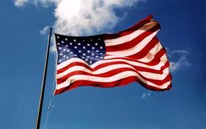 Waving American Flag In Pole Wallpaper