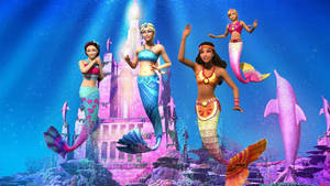 Waving Hands Of Barbie Mermaids Wallpaper