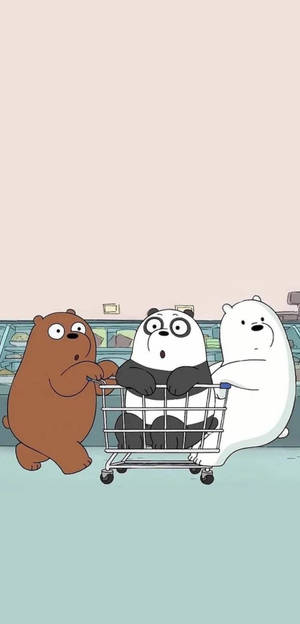 We Bare Bears Aesthetic Grocery Cart Wallpaper