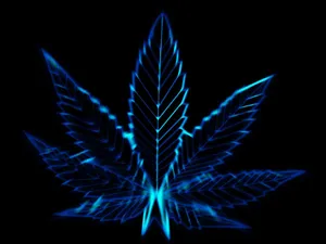 Weed In Neon Blue Wallpaper